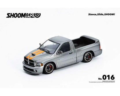 SHOOM64 1:64 2003 Dodge Ram SRT-10 Pickup – Grey with Orange