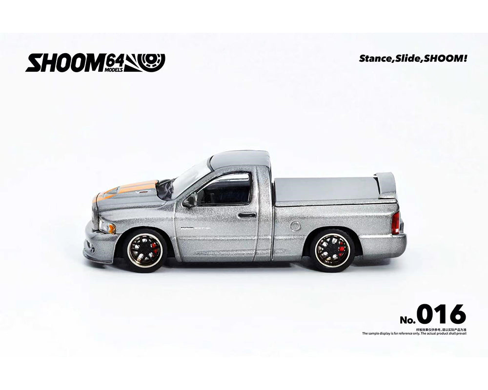 SHOOM64 1:64 2003 Dodge Ram SRT-10 Pickup – Grey with Orange
