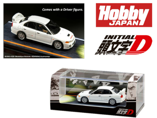 Hobby Japan 1:64 Mitsubishi Lancer RS Evolution Ⅳ / Intial D vs Takumi Fujiwara with Seiji Iwaki Figure inside the car