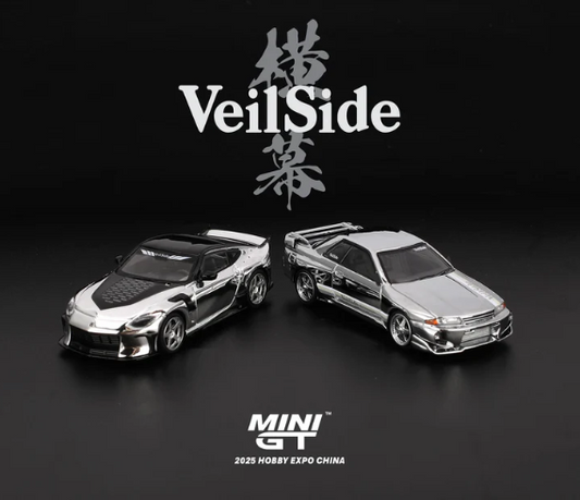 MiniGT 1:64 2025 Hobby Expo China HEC Veilside Nissan Z & Nissan R32 Chrome Set