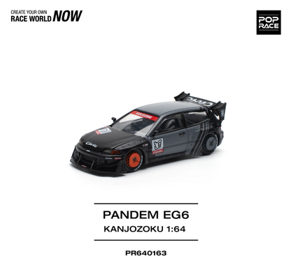 Pop Race 1:64 Honda Civic Pandem Civic EG6 "KANJOZOKU" Black Gray