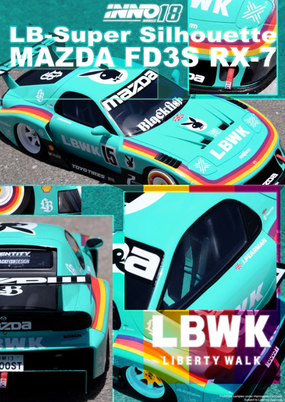 Inno18 1:18 Mazda RX7 (FD3S) LB-Super Silhouette #15 Teal