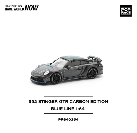 Pop Race 1:64 992 Stinger GTR Carbon Edition - Blue Stripe