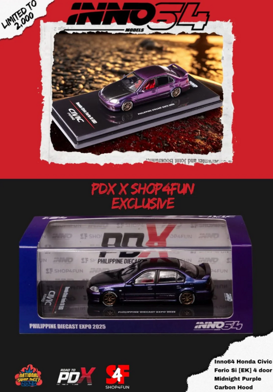 Inno64 1:64 Honda Civic Ferio Si EK Midnight Purple - 2025 PDX Philippines Diecast Expo Exclusive