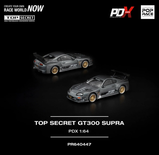 Pop Race 1:64 Toyota Supra Top Secret GT300 Grey/Gold - 2025 PDX Philippines Diecast Expo Exclusive