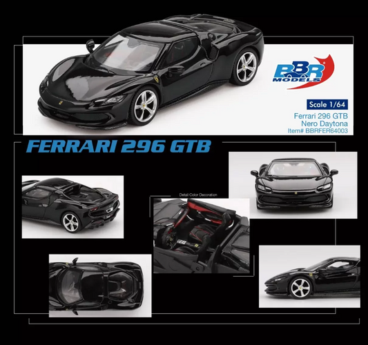 BBR Models 1:64 – Ferrari 296 GTB – Nero Daytona