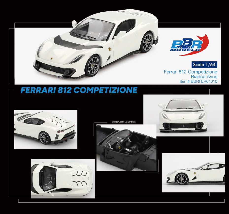 BBR Models 1:64 Ferrari 812 Competizione - Bianco Avus