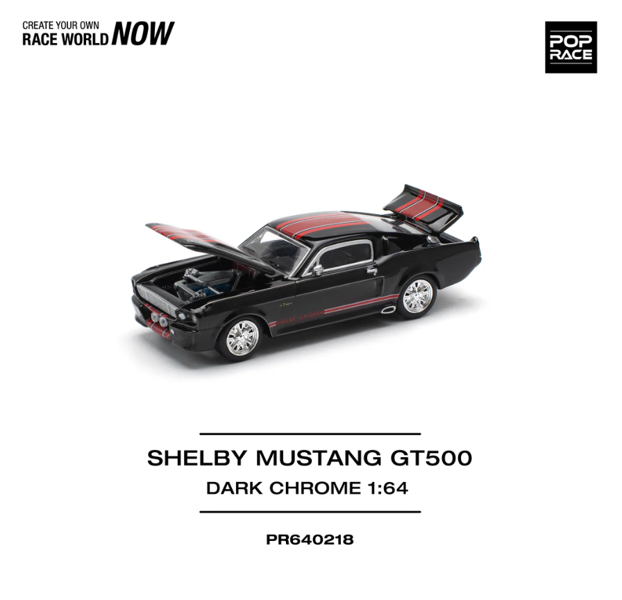 Pop Race 1:64 Shelby Mustang GT500 - Dark Chrome