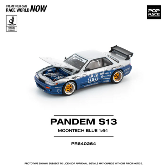 Pop Race 1:64 Pandem Silvia S13 Moontech - Blue