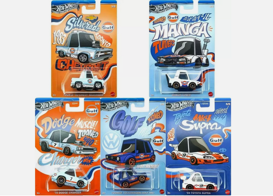 Hot Wheels 1:64 Silver Series 2025 Themed Automotive Mix L - Gulf Tooned *SEALED CASE*