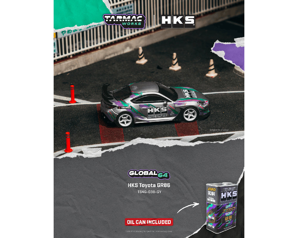 Tarmac Works 1:64 HKS Toyota GR86 – Blue Metallic – Oil Can