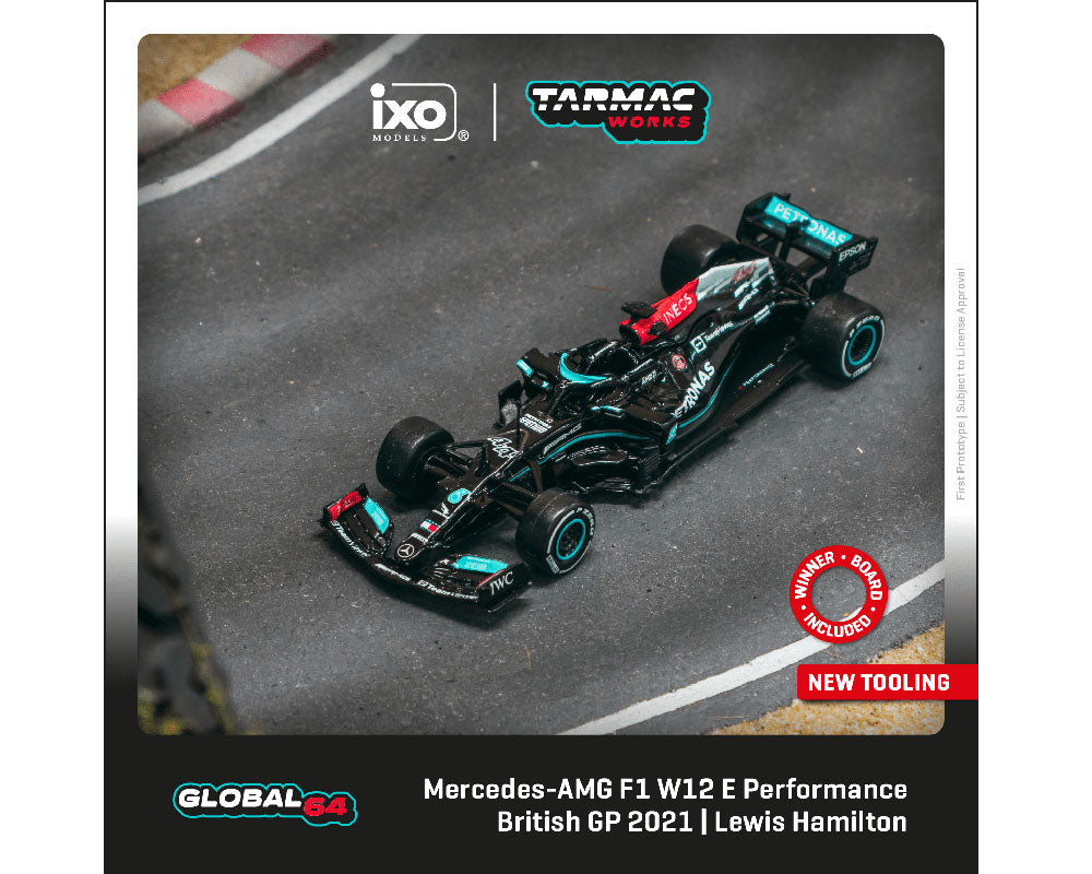 Tarmac Works 1:64 Mercedes-AMG F1 W12 E Performance British Grand Prix 2021 Winner Lewis Hamilton