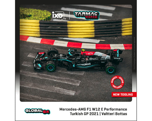 Tarmac Works 1:64 Mercedes-AMG F1 W12 E Performance Turkish Grand Prix 2021 Winner Valtteri Bottas