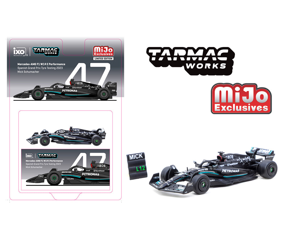 Tarmac Works 1:64 Mercedes-AMG F1 W14 E Performance Spanish Grand Prix Tyre Testing 2023 Mick Schumacher