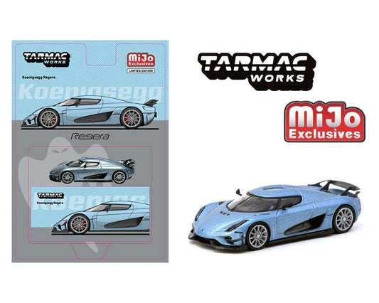 Tarmac Works 1:64 Koenigsegg Regera – Light Blue Metallic – MiJo Exclusive Limited Edition