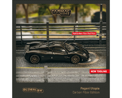 Tarmac Works 1:64 Pagani Utopia – Black Carbon Fiber Edition