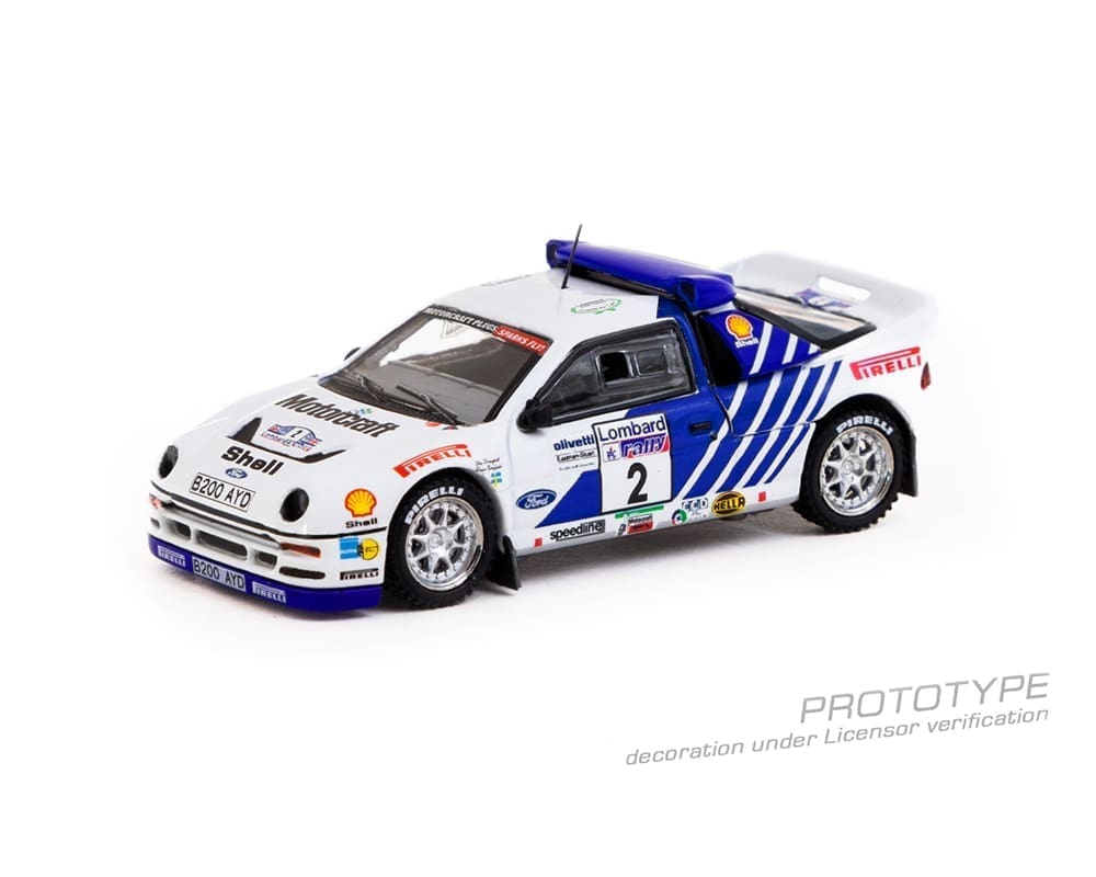 Tarmac Works 1:64 Ford RS200 Lombard RAC Rally 1986 Stig Blomqvist / Bruno Berglund – Red – Road64