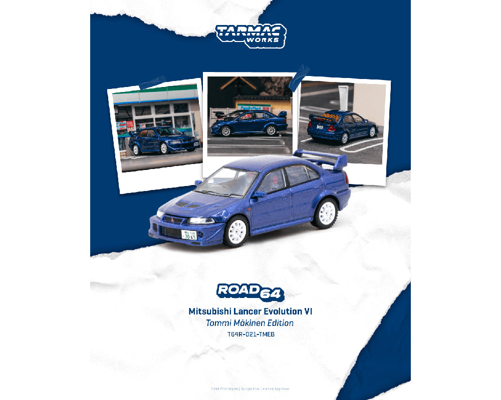 Tarmac Works 1:64 Mitsubishi Lancer Evolution VI Tommi Mäkinen Edition - Blue