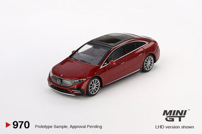 MiniGT 1:64 Mercedes-Benz EQS 580 4MATIC – Red Metallic #970