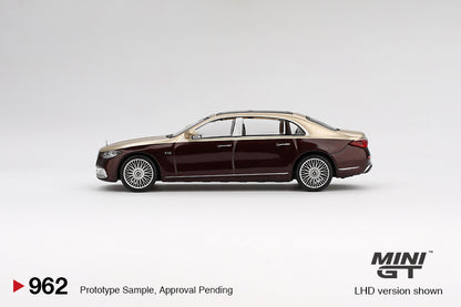 MiniGT 1:64 Mercedes Maybach S680 – Gold / Dark Red Metallic #962
