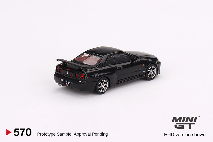 MiniGT 1:64 Nissan Skyline GT-R (R34) V-Spec – Black Pearl – MiJo Exclusive #570