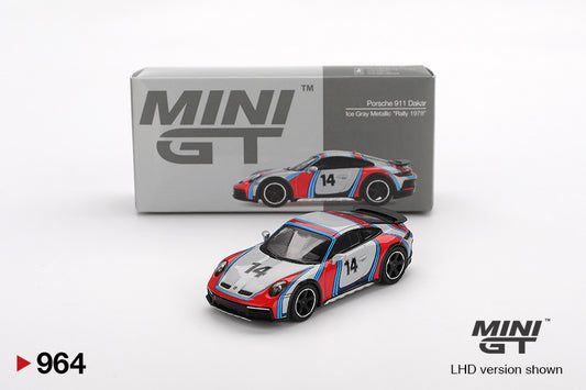 MiniGT 1:64 Porsche 911 Dakar “Rally 1974” – Ice Grey Metallic #964