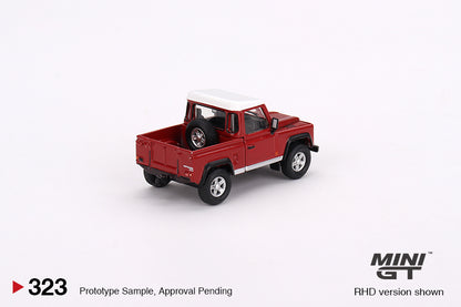 MiniGT 1:64 Land Rover Defender 90 Pickup – Masai Red - MiJo Exclusive #323