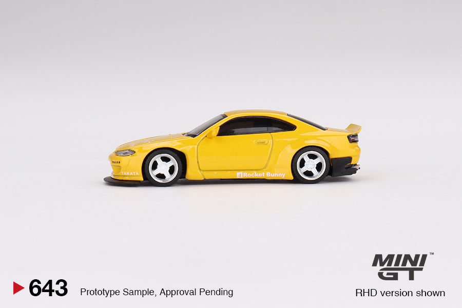 MiniGT 1:64 Nissan Silvia (S15) Rocket Bunny – Bronze Yellow – MiJo Exclusive #643