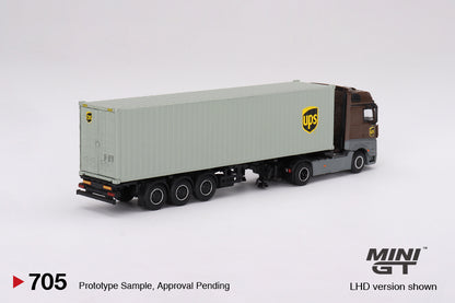 MiniGT 1:64 Mercedes-Benz Actros with 40 Ft Dry Container – UPS Europe #705