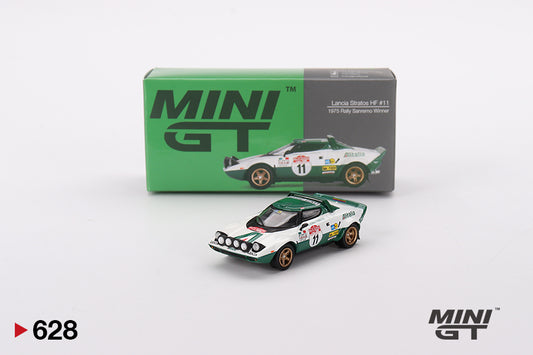 MiniGT 1:64 Lancia Stratos HF 1975 Rally Sanremo Winner #11- White – MiJo Exclusive #628