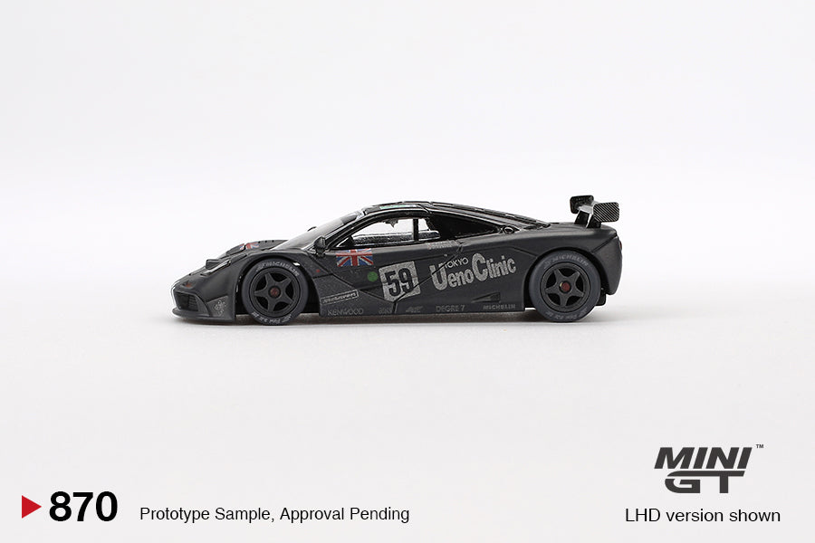 ** Limit 2 ** MiniGT 1:64 McLaren F1 GTR #59 1995 Le Mans 24Hr Winner – Post-Race Weathered Matte Black #870