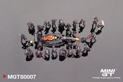 MiniGT 1:64 Oracle Red Bull Racing RB18 #1 Max Verstappen 2022 Abu Dhabi GP Pit Crew Set