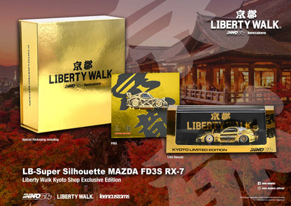 Inno64 X LBWK 1:64 Limited Liberty Walk RX-7 Gold With Leen Customs Pin In Exclusive Special Box