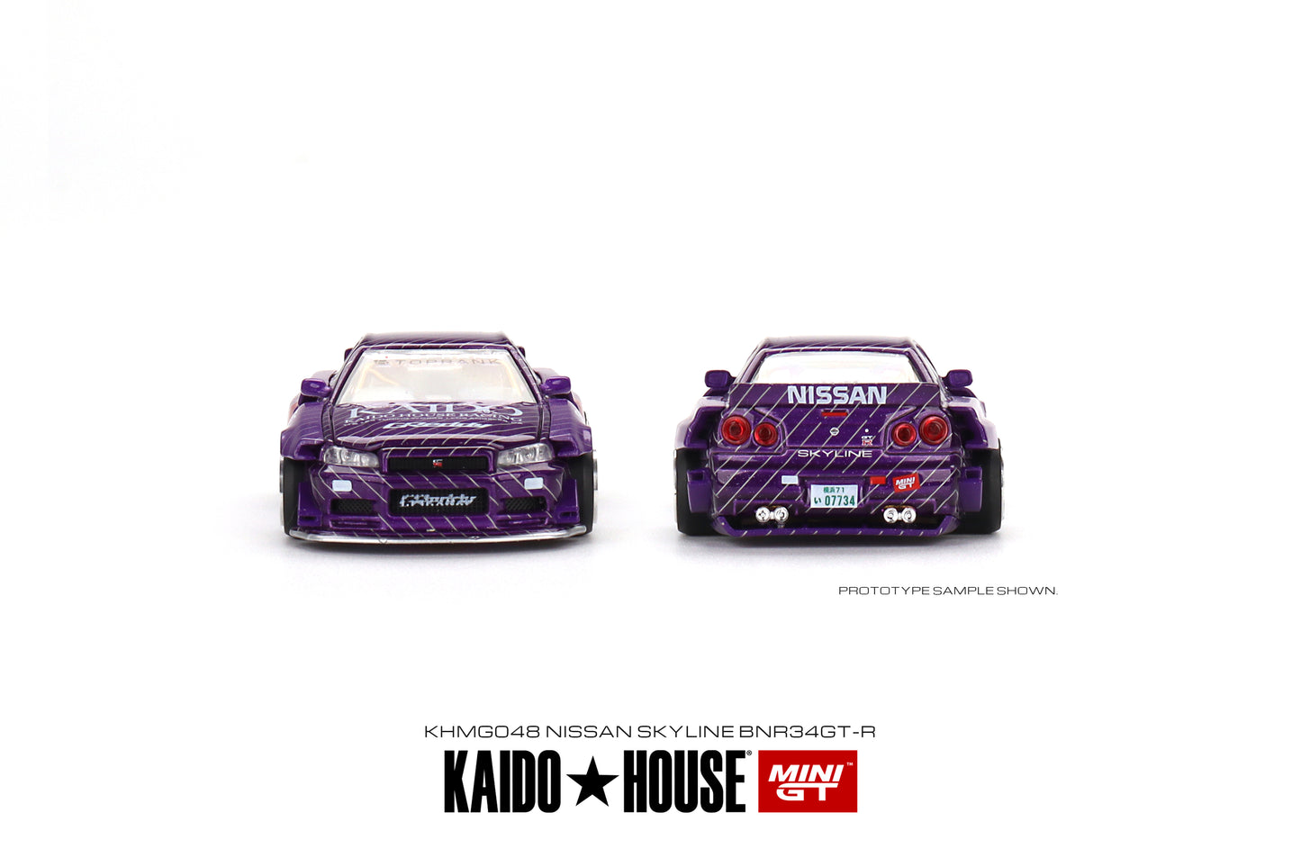 MiniGT x Kaido House 1:64 Nissan Skyline GT-R R34 Kaido Works V1 Purple