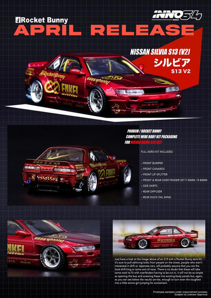 Inno64 1:64 Nissan Silvia S13 V2 Pandem Rocket Bunny Red Metallic