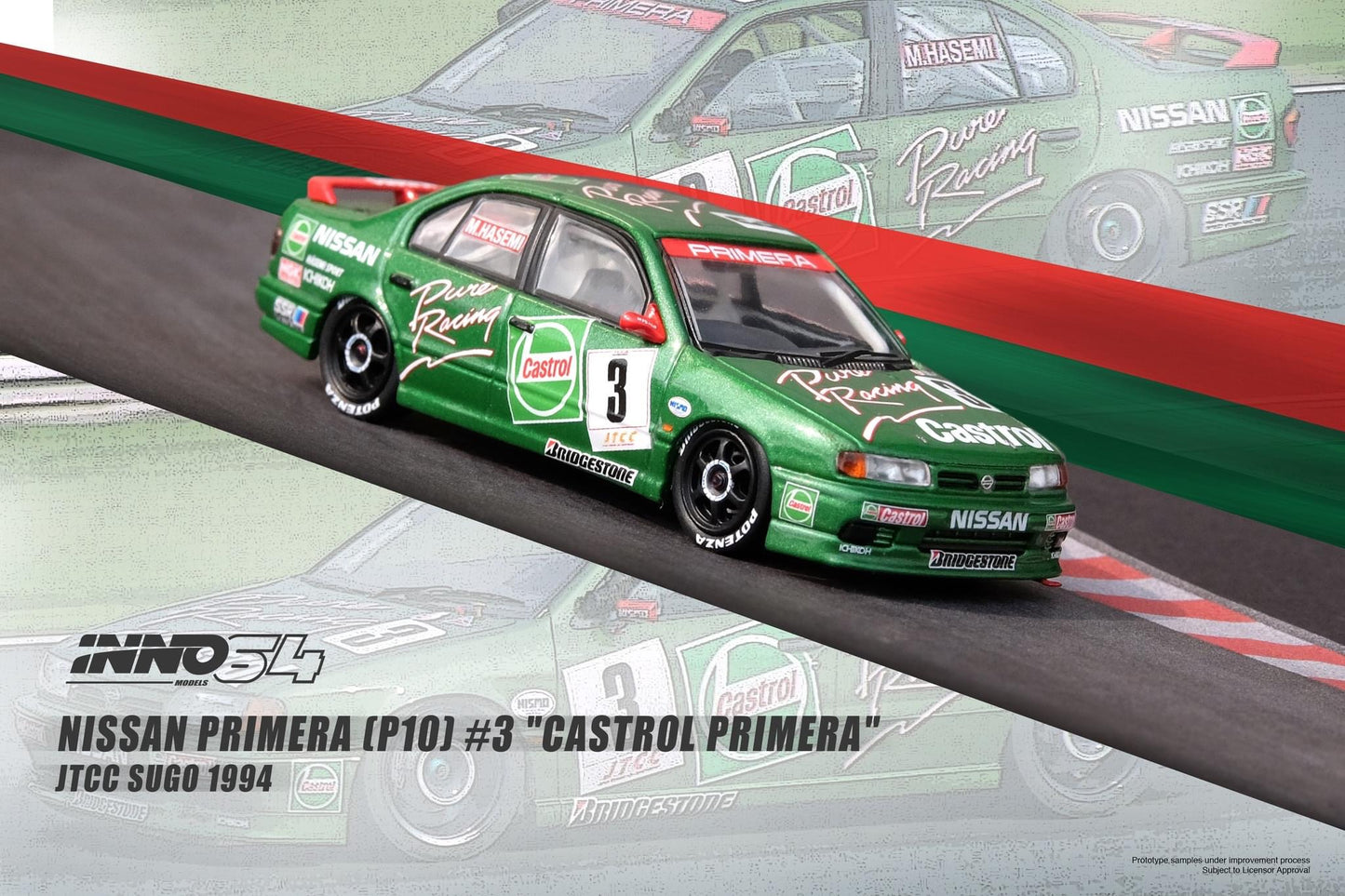 Inno64 1:64 Nissan Primera (P10) #3 "Team Castrol" JTCC Sugo 1994