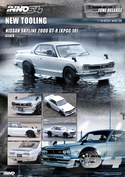 Inno64 1:64 Nissan Skyline 2000 GT-R KPGC10 - Silver