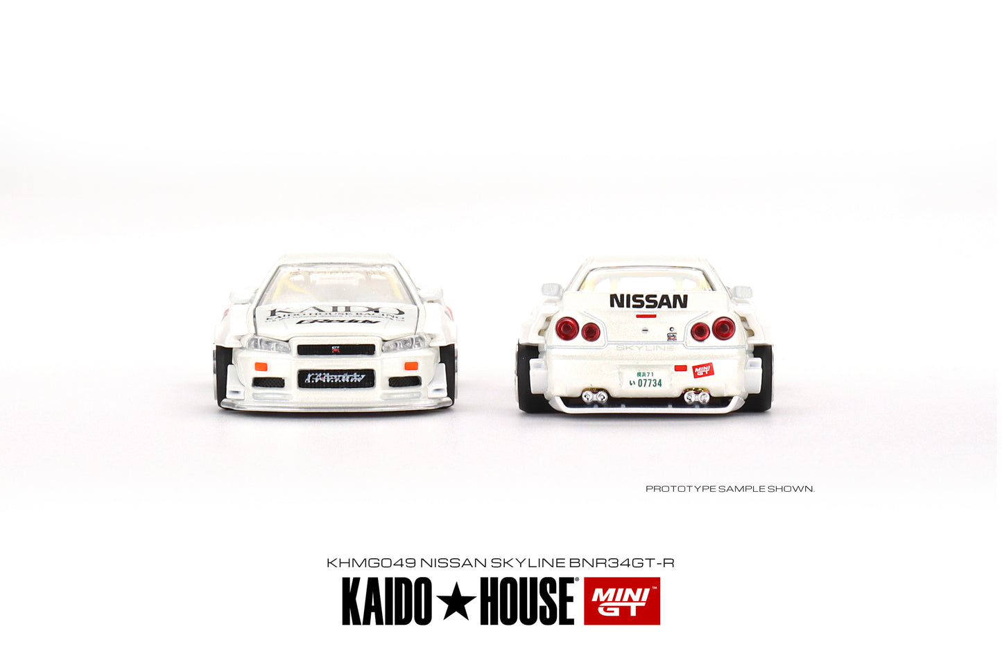 MiniGT x Kaido House 1:64 Nissan Skyline GT-R R34 Kaido Works V2 White