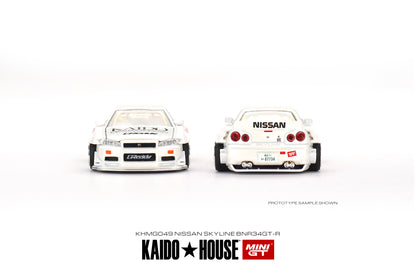 MiniGT x Kaido House 1:64 Nissan Skyline GT-R R34 Kaido Works V2 White