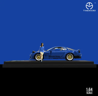 Time Micro 1:64 Mazda RX7 FD Pandem Rocket Bunny With Figure - Royal Blue