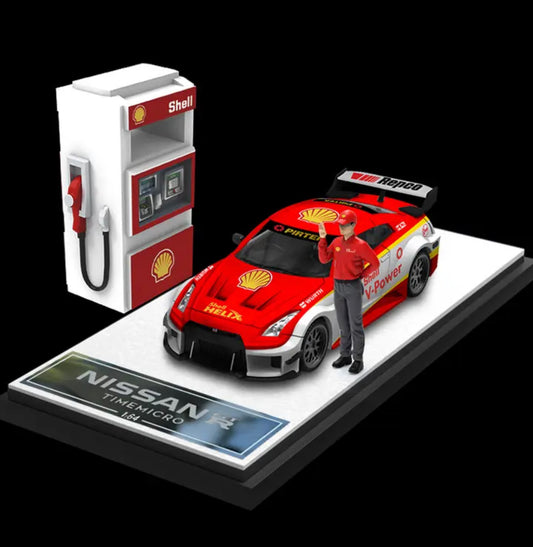 Time Micro 1:64 Shell Nissan GT-R With Figure & Gas Pump