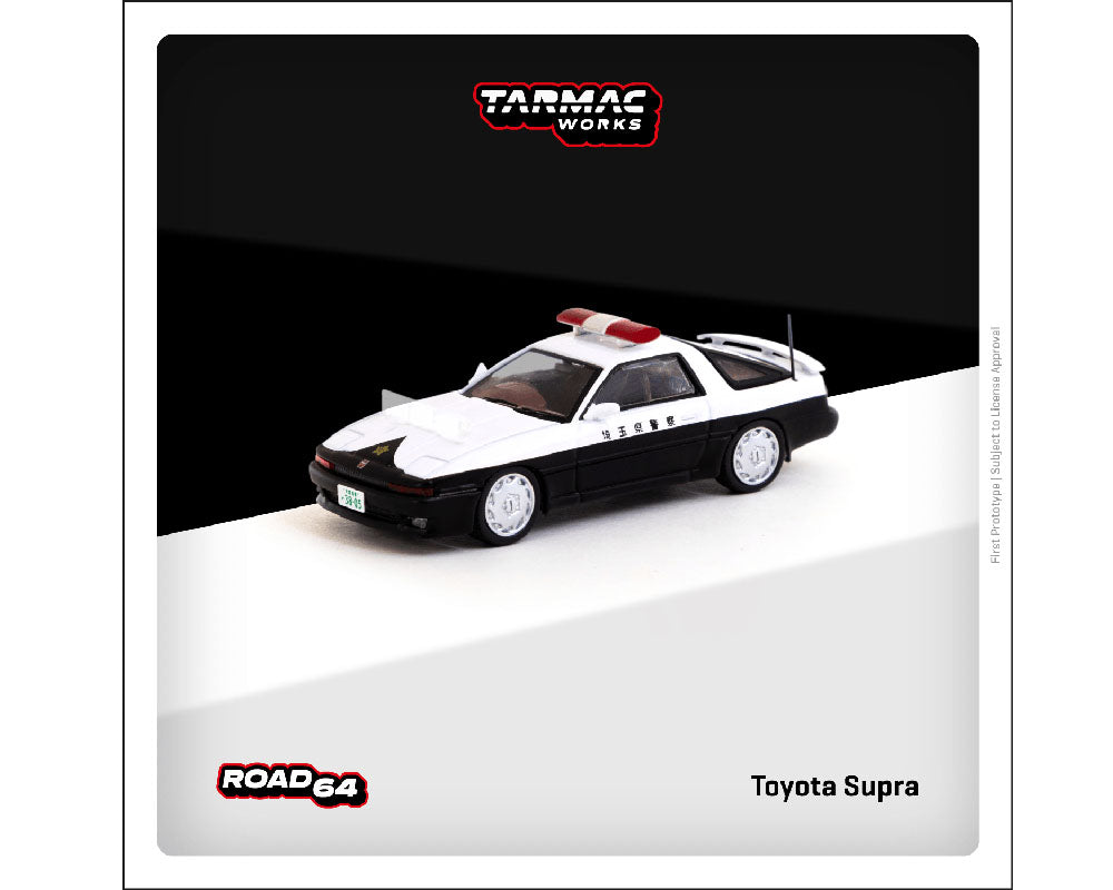 Tarmac Works 1:64 Toyota Supra Japan Police Car (Black & White) – Hobby64