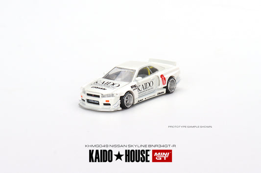 MiniGT x Kaido House 1:64 Nissan Skyline GT-R R34 Kaido Works V2 White