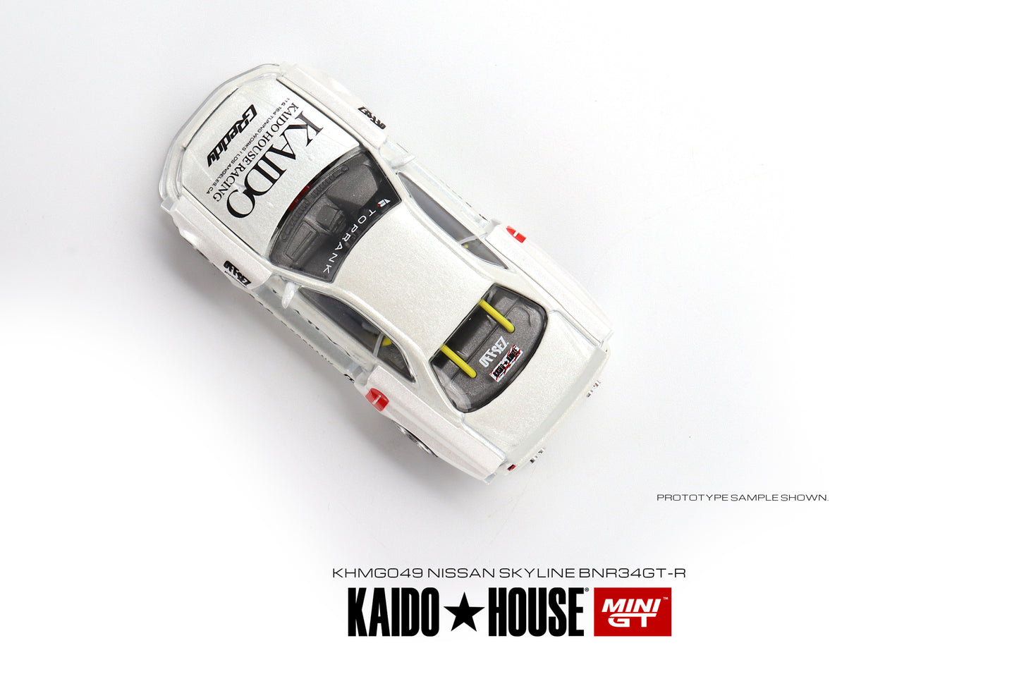 MiniGT x Kaido House 1:64 Nissan Skyline GT-R R34 Kaido Works V2 White