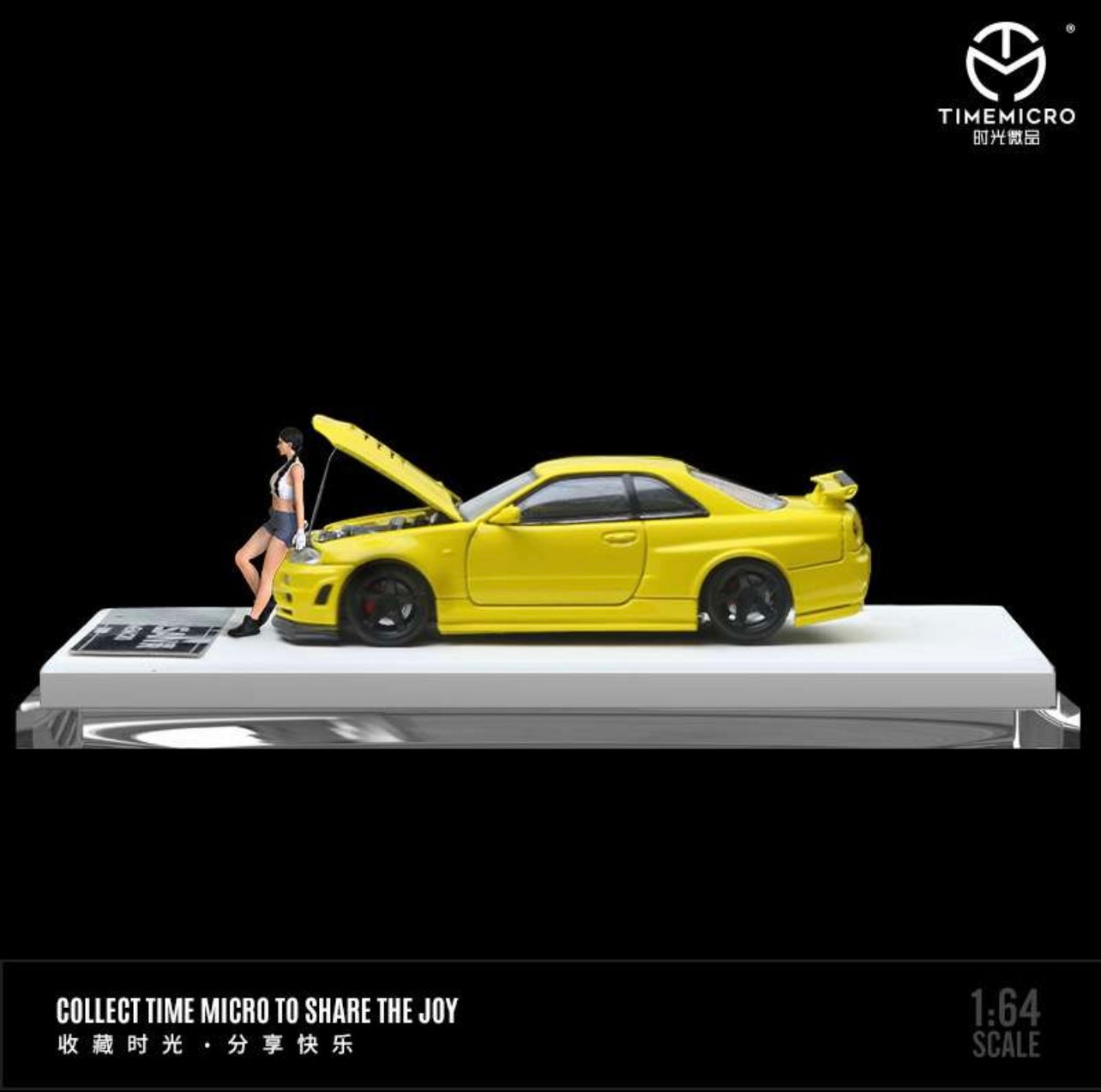 Time Micro 1:64 Nissan Skyline GT-R R34 With Opening Hood - 2 Colors