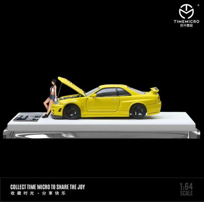 Time Micro 1:64 Nissan Skyline GT-R R34 With Opening Hood - 2 Colors