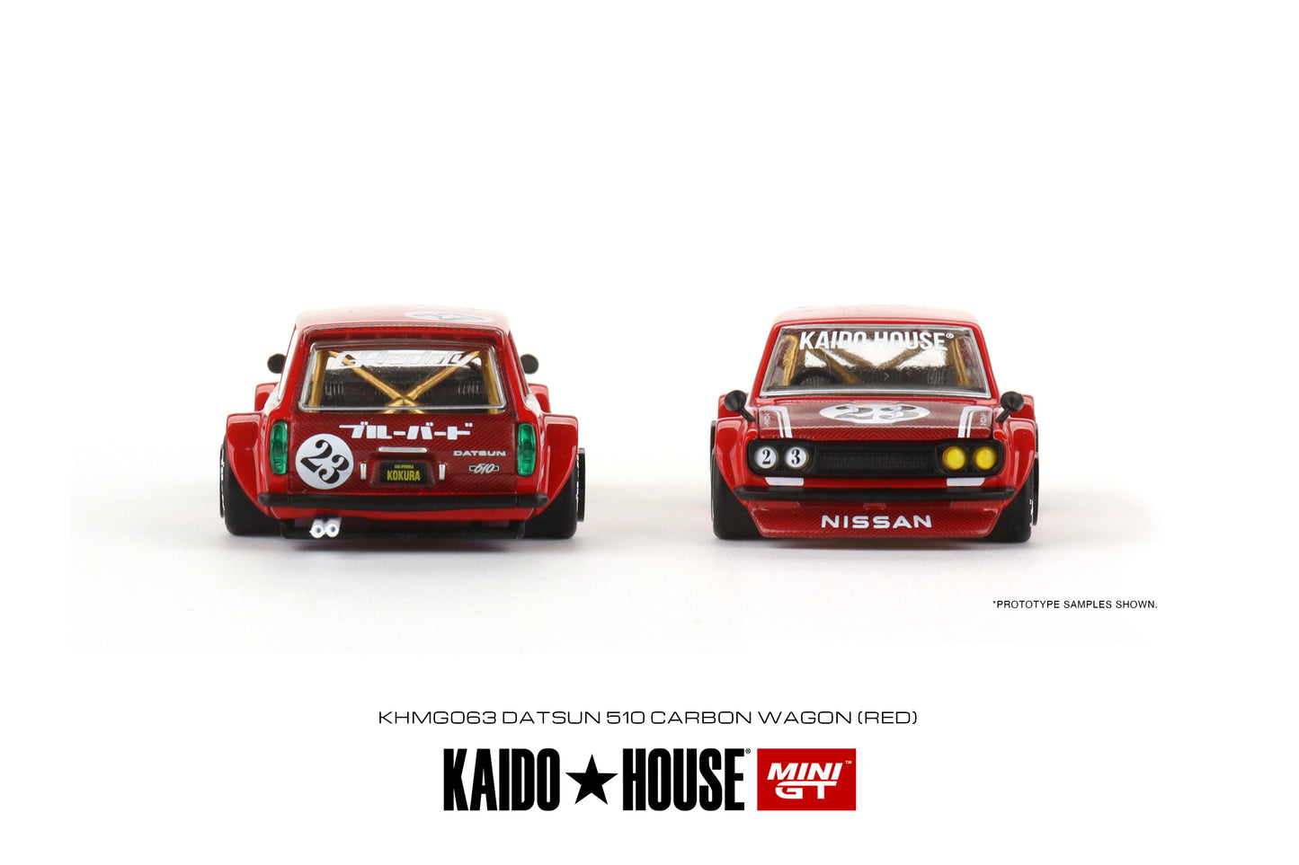 MiniGT X Kaido House 1:64 Datsun Kaido 510 Wagon Carbon Fiber V2 - Red