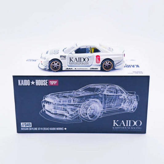 MiniGT X Kaido House 1:64 Nissan Skyline GT-R R34 Kaido Works V2 White - *CHASE*