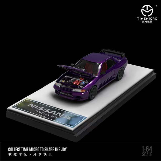 Time Micro 1:64 Nissan Skyline GT-R R32 With Opening Hood - Purple *2 Styles*