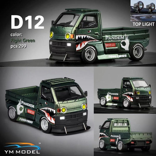 YM Model 1:64 Suzuki Carry Hoonigan D12 Rocket Bunny Widebody Pick-up Truck - Metallic Green